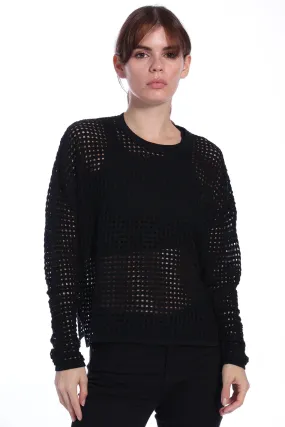 Cotton Cashmere Open Stitch Pullover