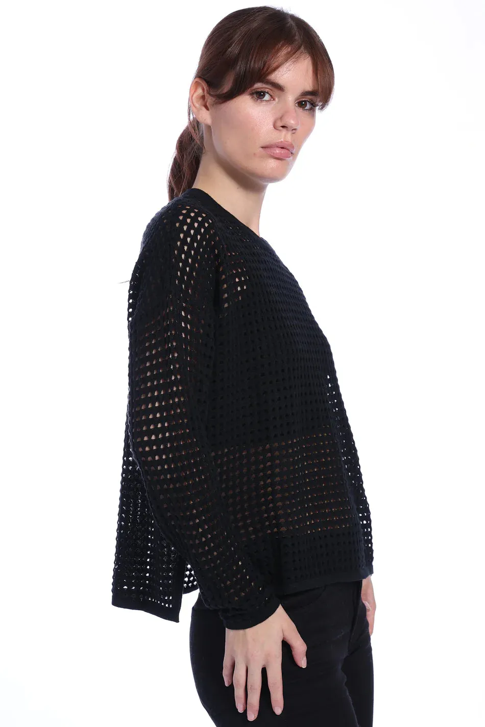 Cotton Cashmere Open Stitch Pullover