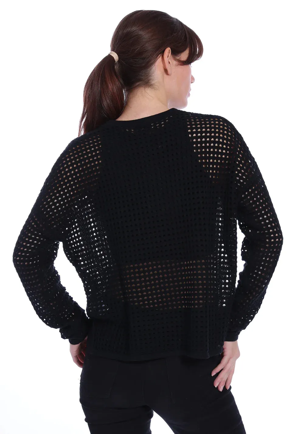 Cotton Cashmere Open Stitch Pullover