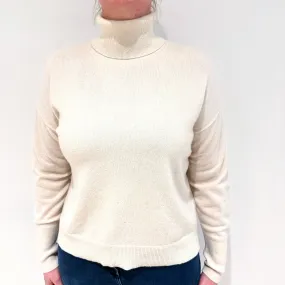 Cream Boxy Cashmere Polo Neck Jumper Large