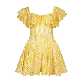 Cut Out Mini Dress For Women Slash Neck Short Sleeve High Waist Solid Minimalist Dresses Female Summer Clothing