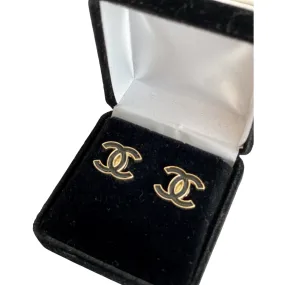 Designer Button Earrings - Black Classic CC