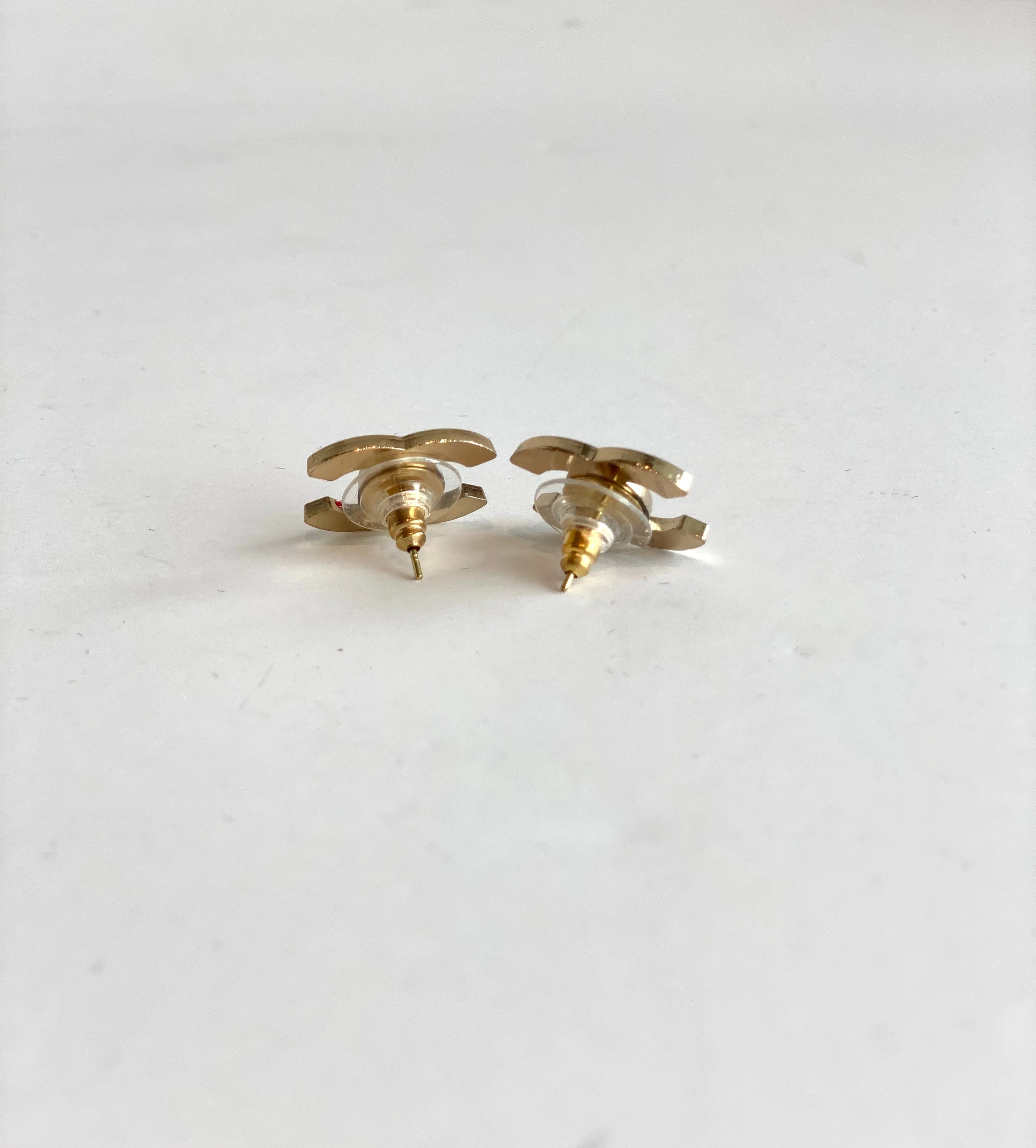 Designer Button Earrings - Black Classic CC