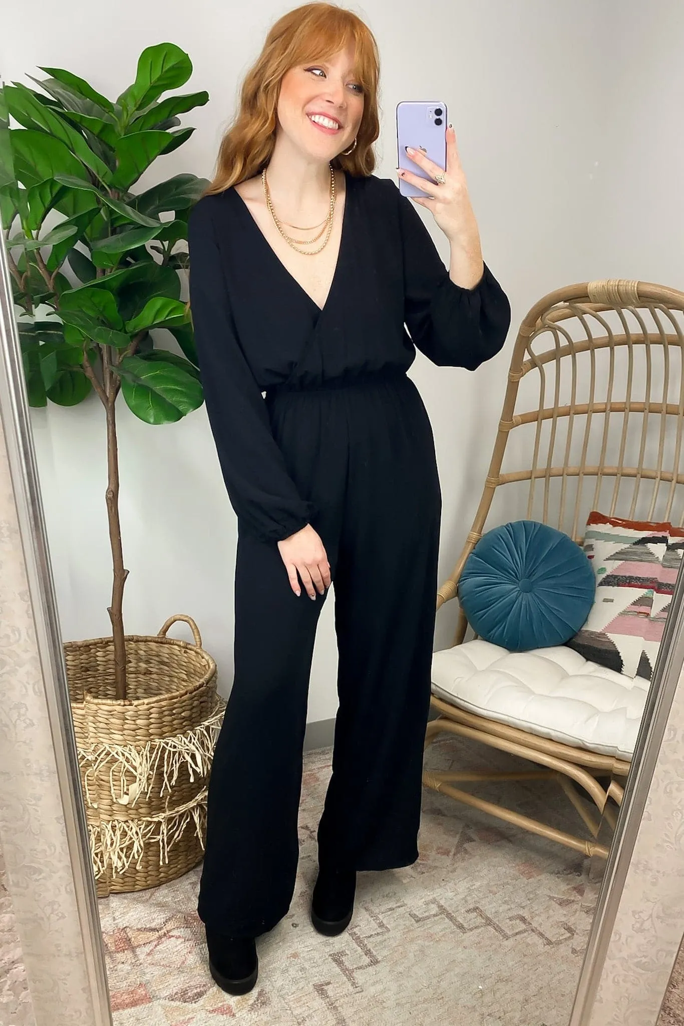 Divine Muse Wide Leg Surplice Jumpsuit - FINAL SALE