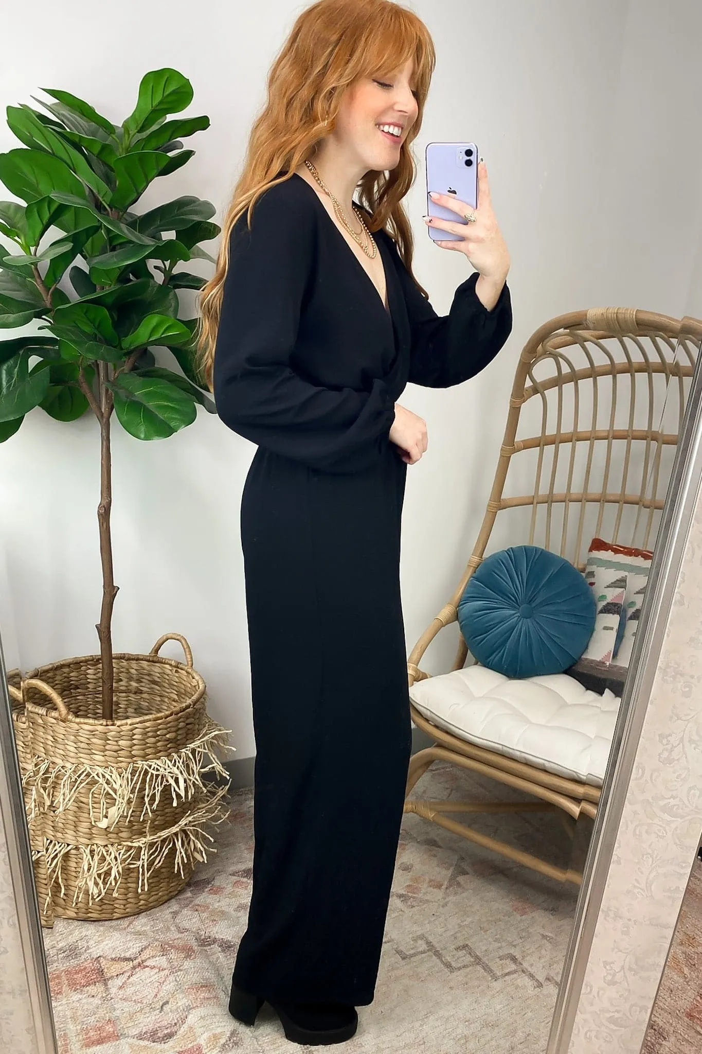 Divine Muse Wide Leg Surplice Jumpsuit - FINAL SALE