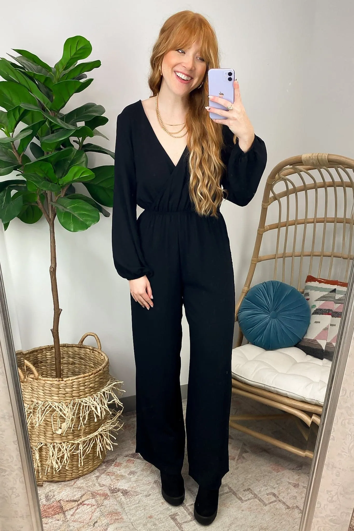 Divine Muse Wide Leg Surplice Jumpsuit - FINAL SALE