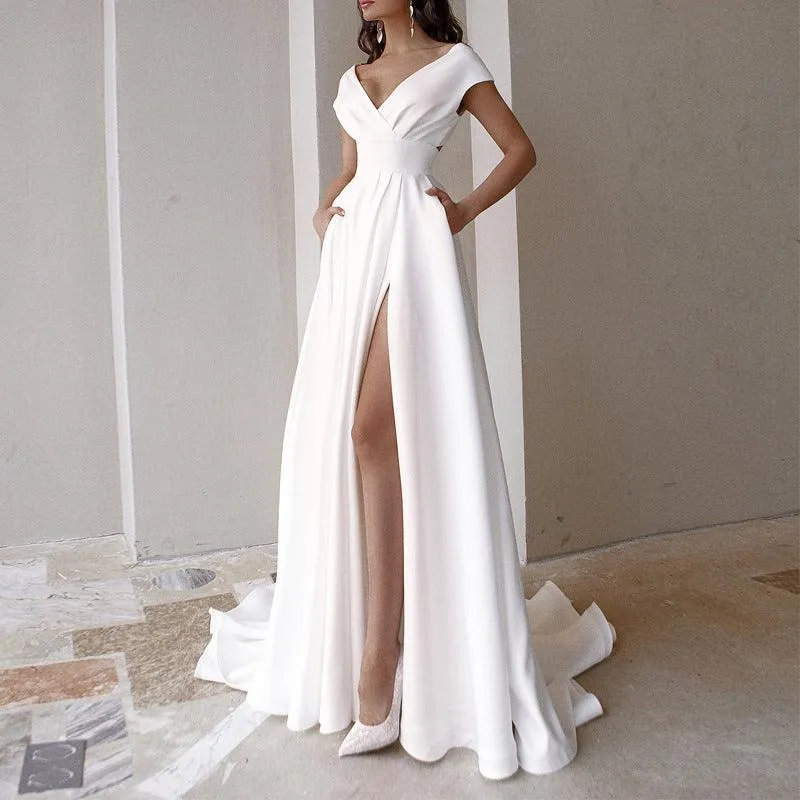 Elegant Solid Color Office Maxi Dress: Perfect for Formal Occasions