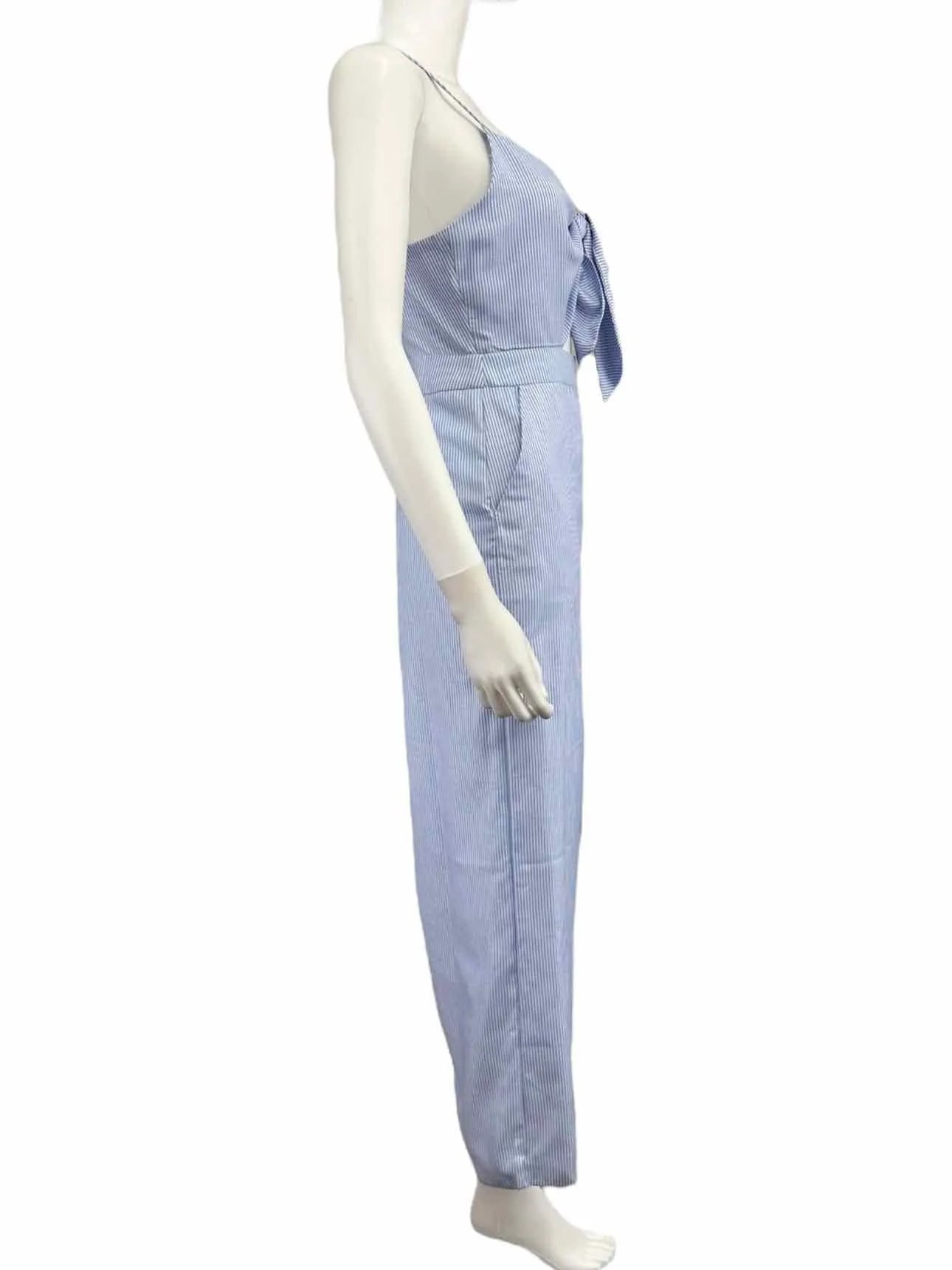 ENGLISH FACTORY Blue Pinstripe Jumpsuit Size S