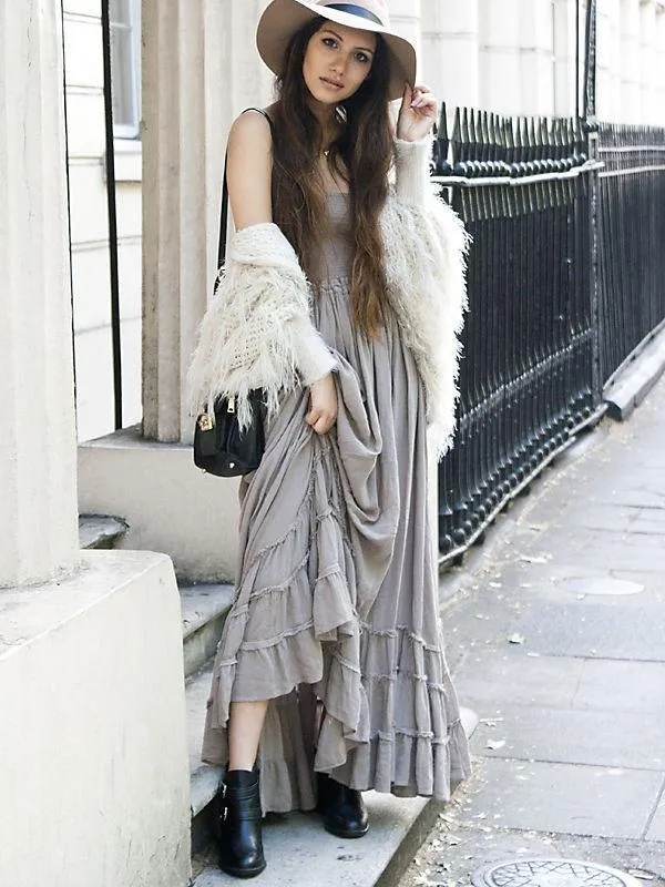 Fashion Sexy Off-Back Lace-up Beach Maxi Dress