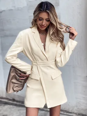 Flap Detail Wrap Hem Blazer Dress