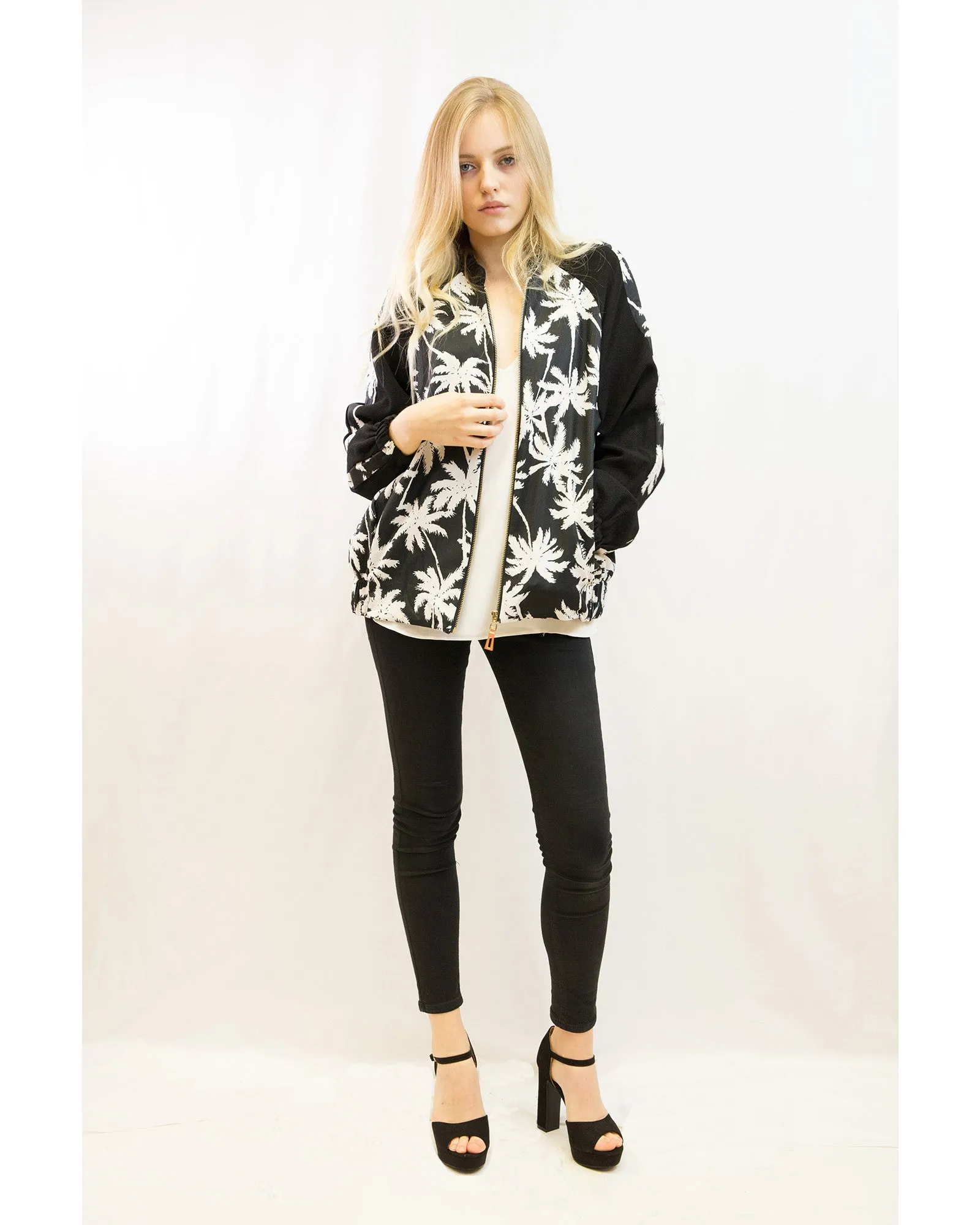 Floral Print Bomber Jacket (Tree floral)