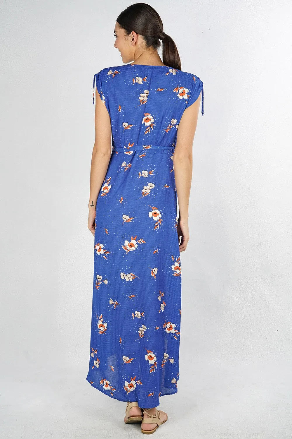 Floral Ruched Maxi Wrap Dress