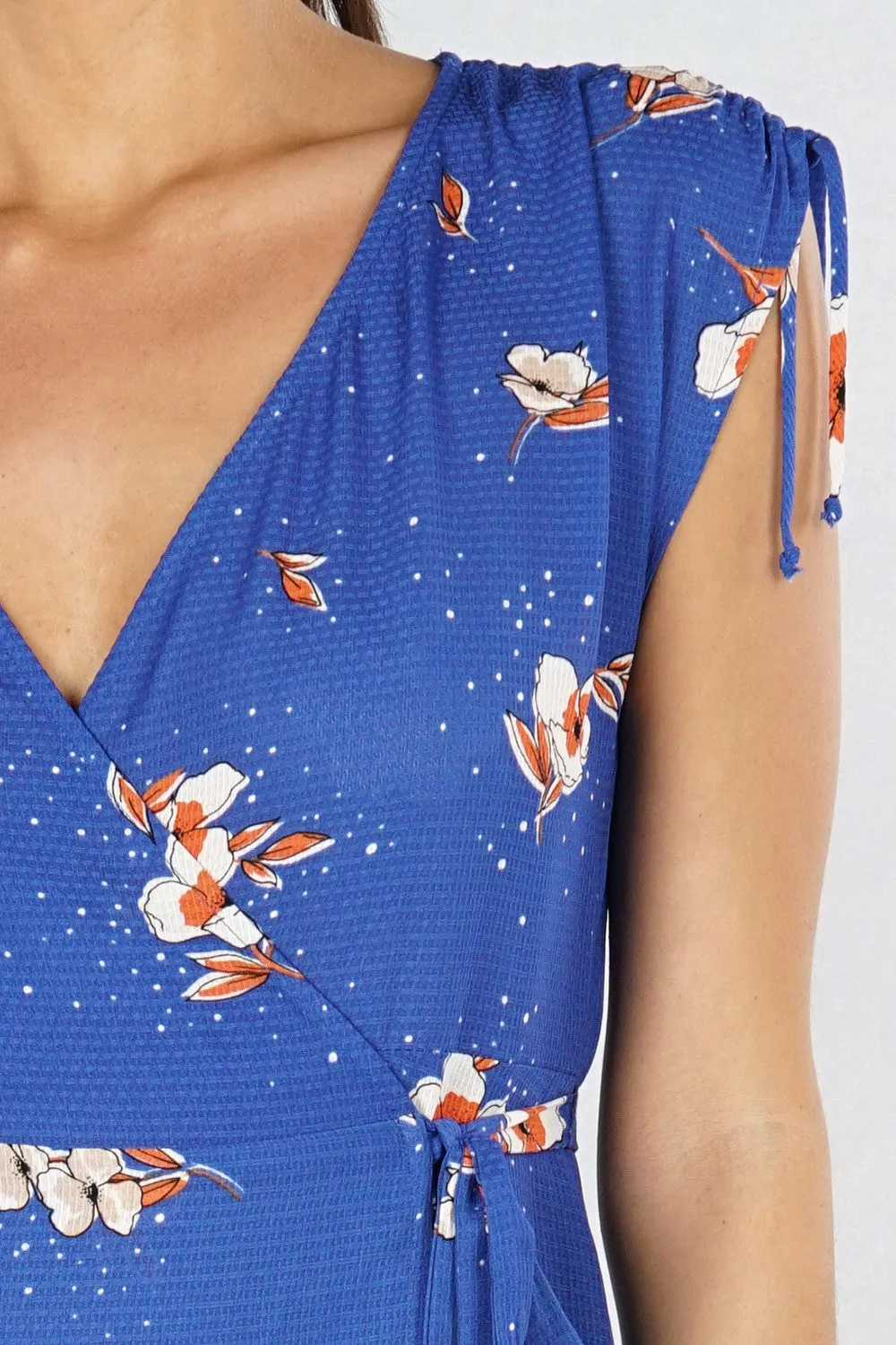 Floral Ruched Maxi Wrap Dress