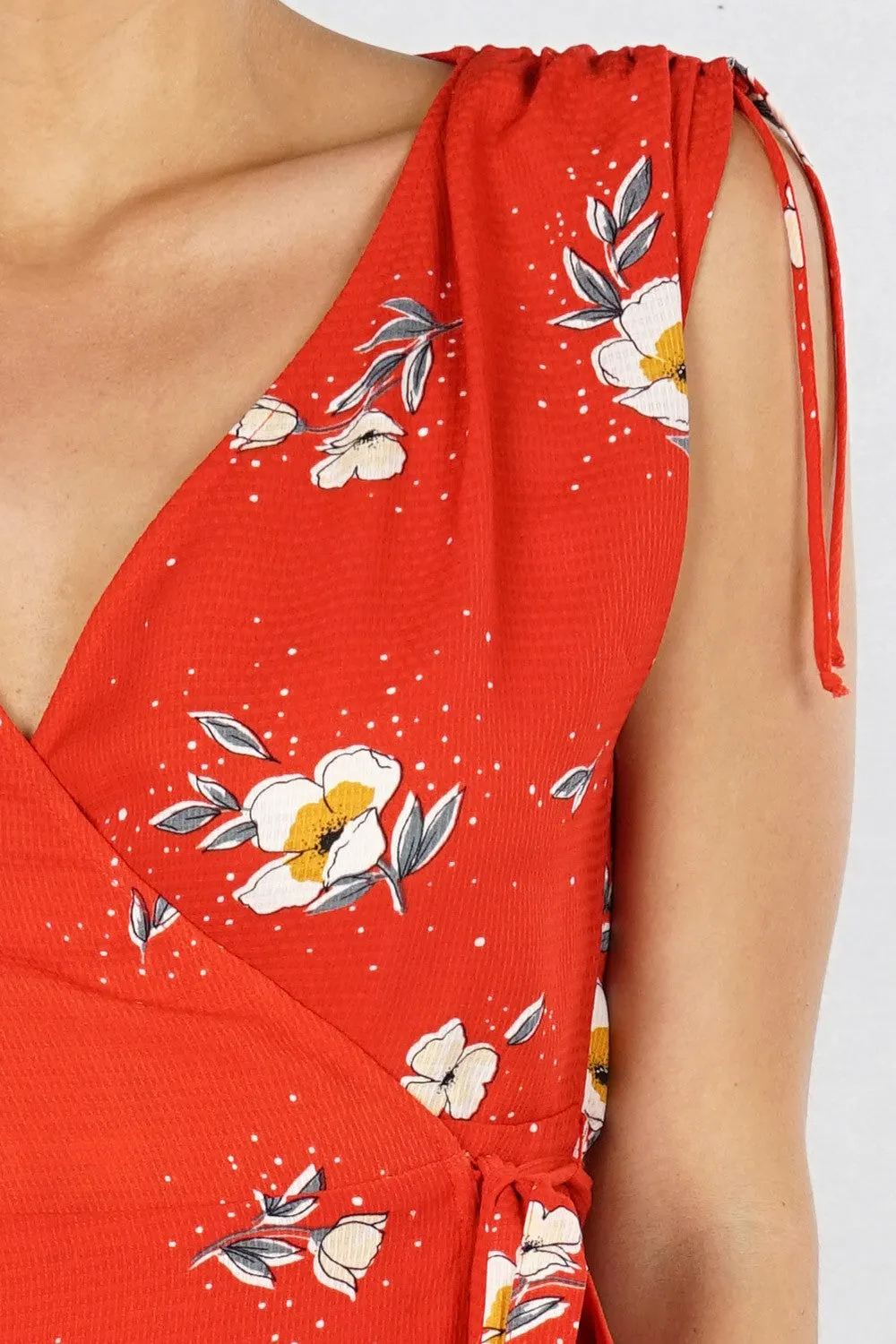Floral Ruched Maxi Wrap Dress