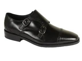 Florsheim 20212 Leather Boy's Shoe - Double Monk Strap - Black