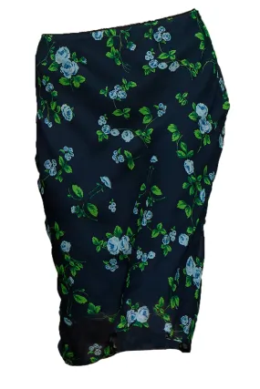 Flower-Print Midi Pencil Skirt