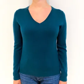 Forest Green Cashmere V-Neck Jumper Small