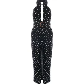 Forever New Women's Black Cut-Out Halterneck Wide Leg Jumpsuit