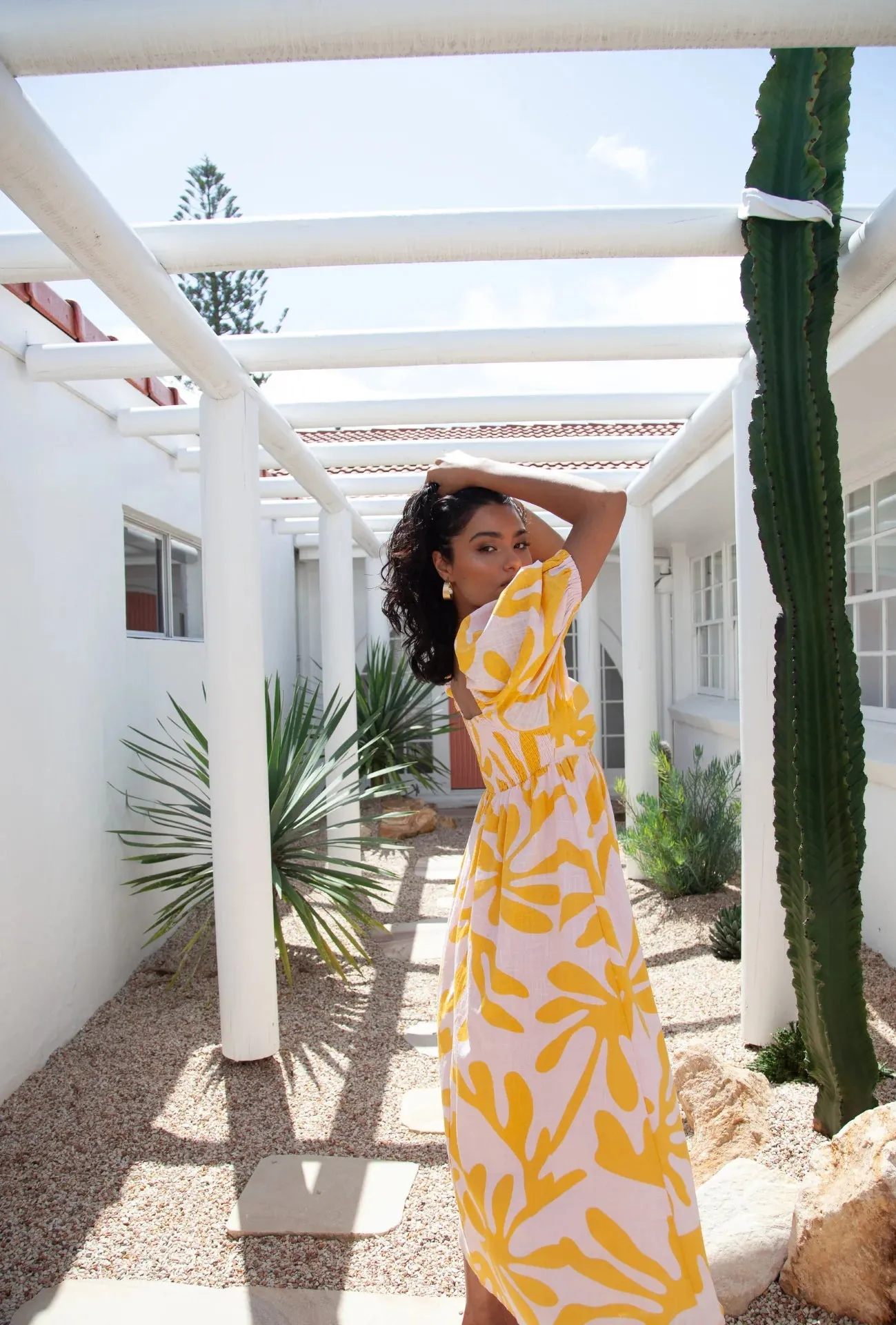Girl and the Sun - Paloma Midi Dress - Palma Rosa Print