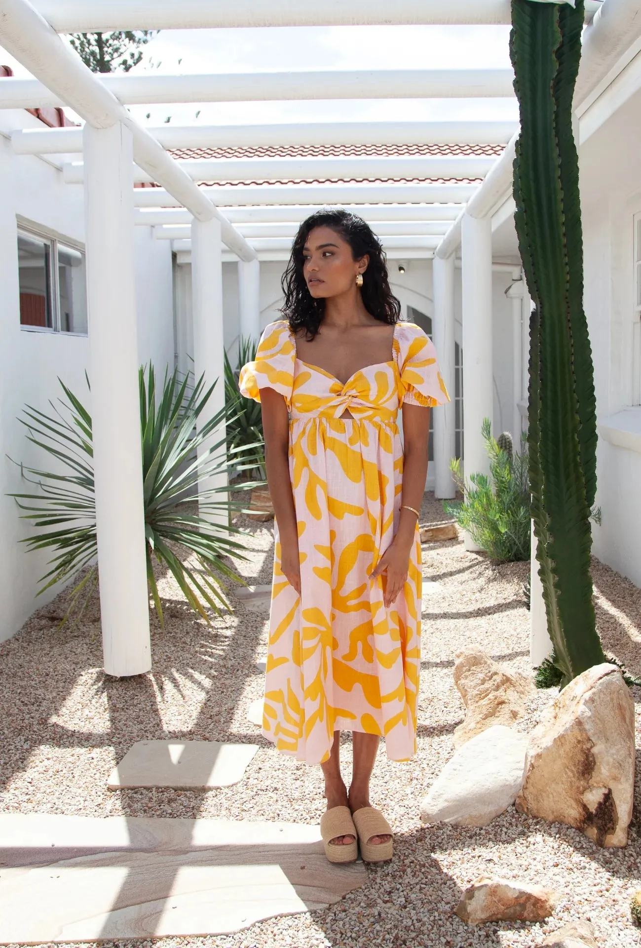 Girl and the Sun - Paloma Midi Dress - Palma Rosa Print