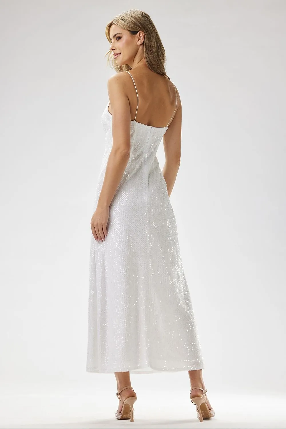 Glamorous velour with sequins maxi evening dress