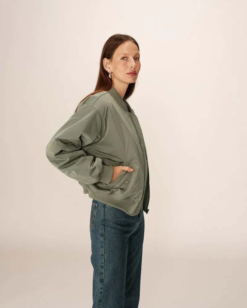 Grace & Mila Pink Bomber Jacket - Khaki