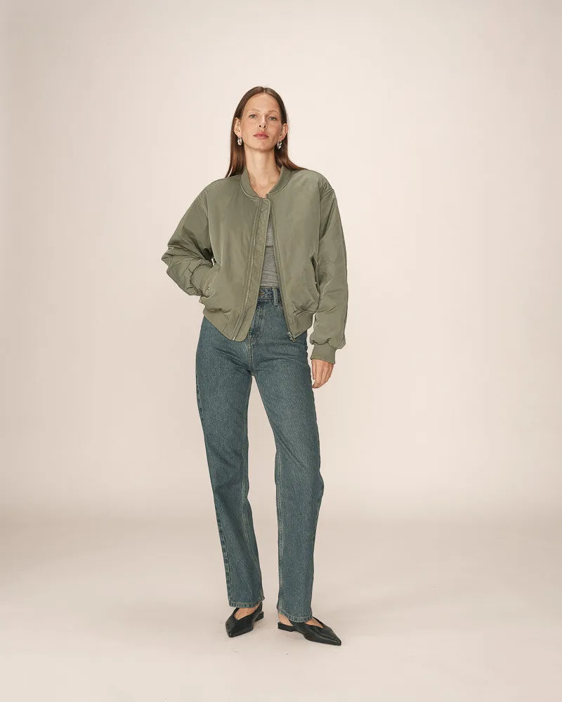 Grace & Mila Pink Bomber Jacket - Khaki