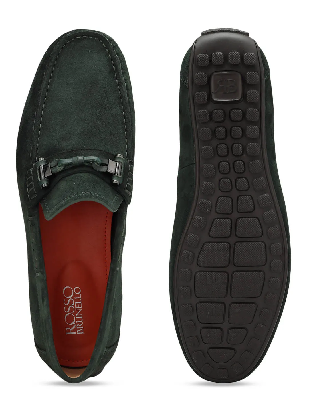 Green Suede Leather Moccasins