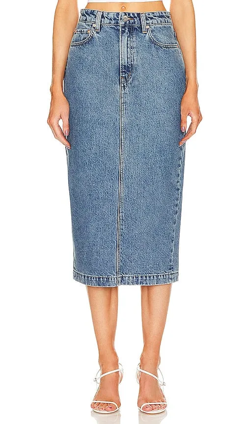 GRLFRND Robin Midi Pencil Skirt in Blue