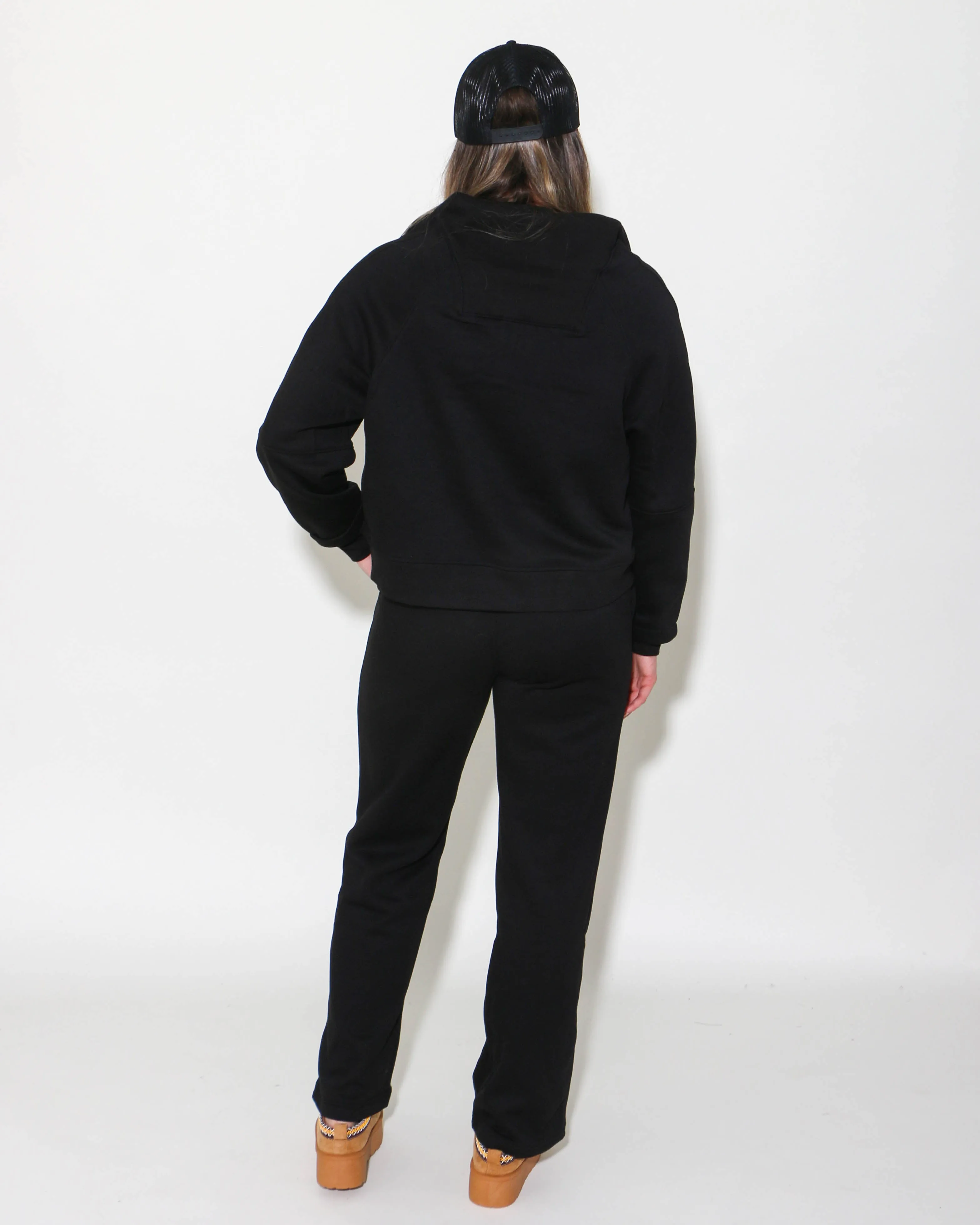 Half Zip Sweatshirt & Pants Set in Black