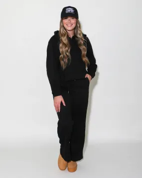 Half Zip Sweatshirt & Pants Set in Black