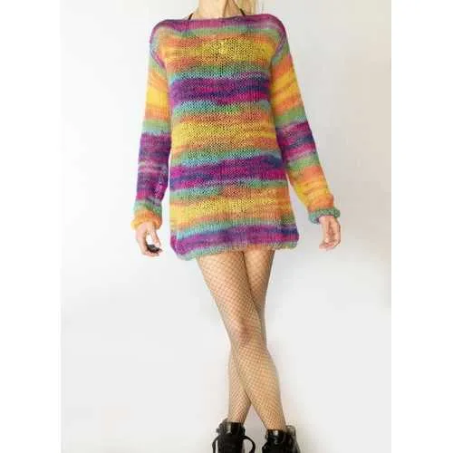 Handmade Angora Sweater Dress Rainbow Sweater Tunic