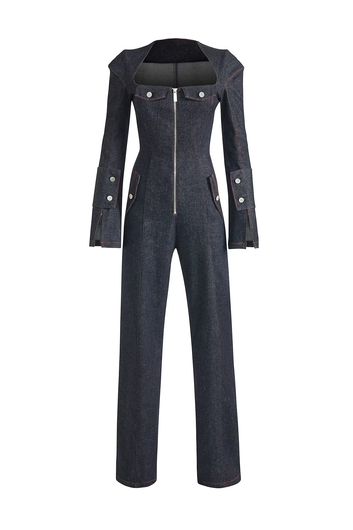 Harvey Denim Long Sleeve Jumpsuit