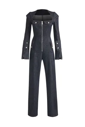 Harvey Denim Long Sleeve Jumpsuit