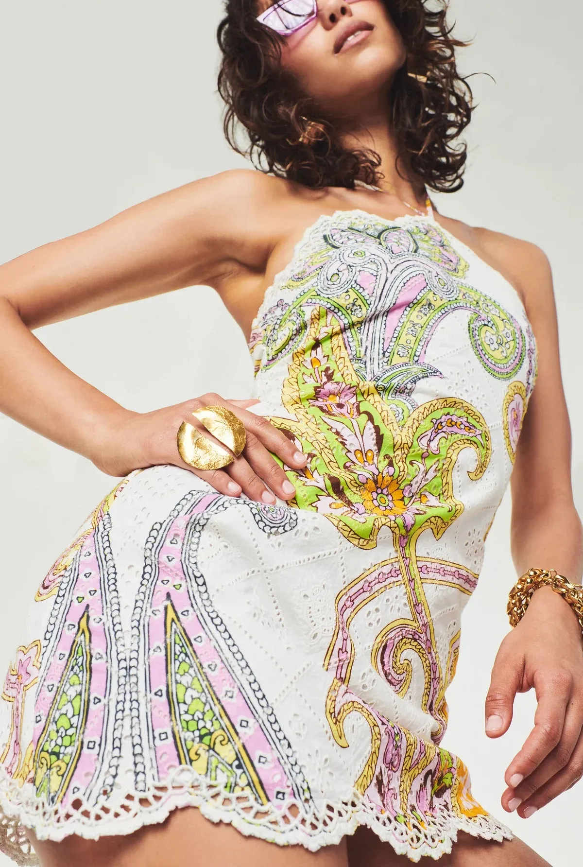 Hemant & Nandita Agra Schiffly Short Dress