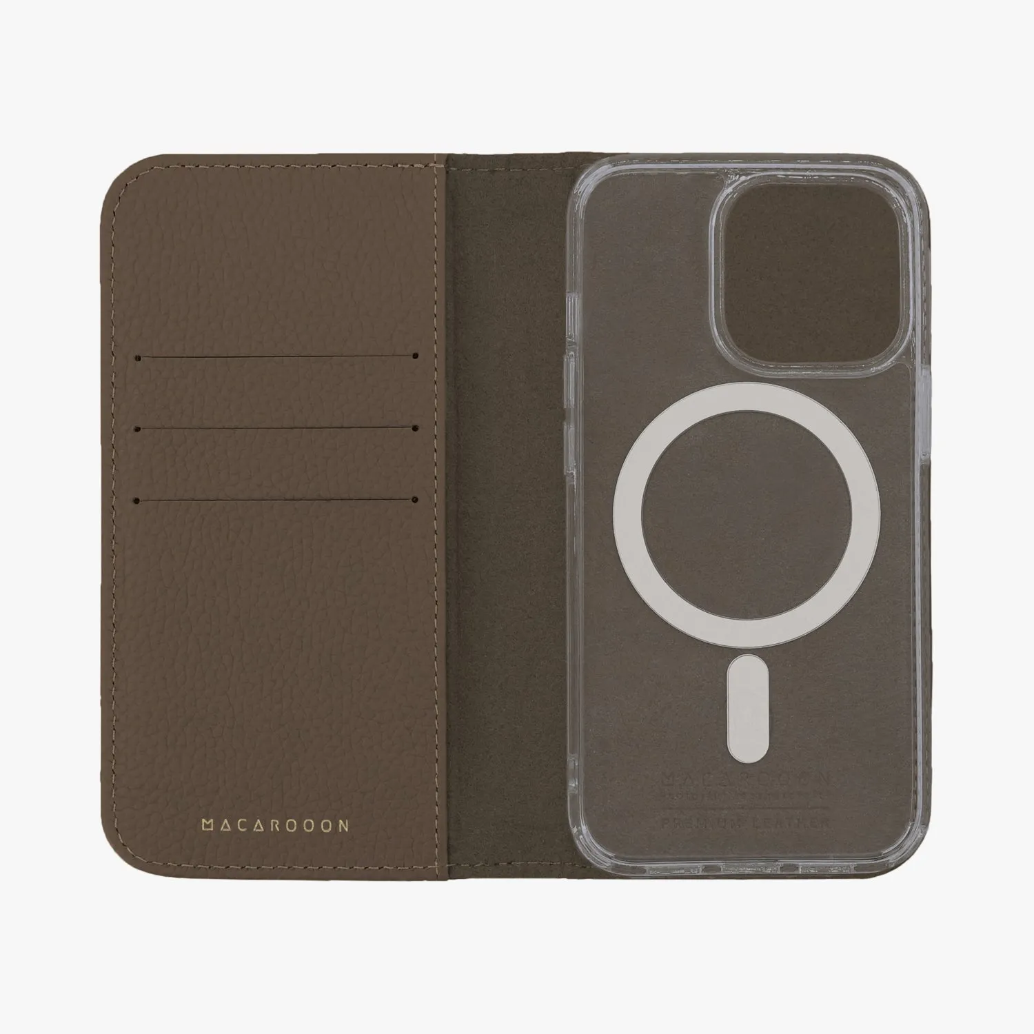 iPhone 12/12 Pro MagSafe Leather Flip Cover with Clear Case
