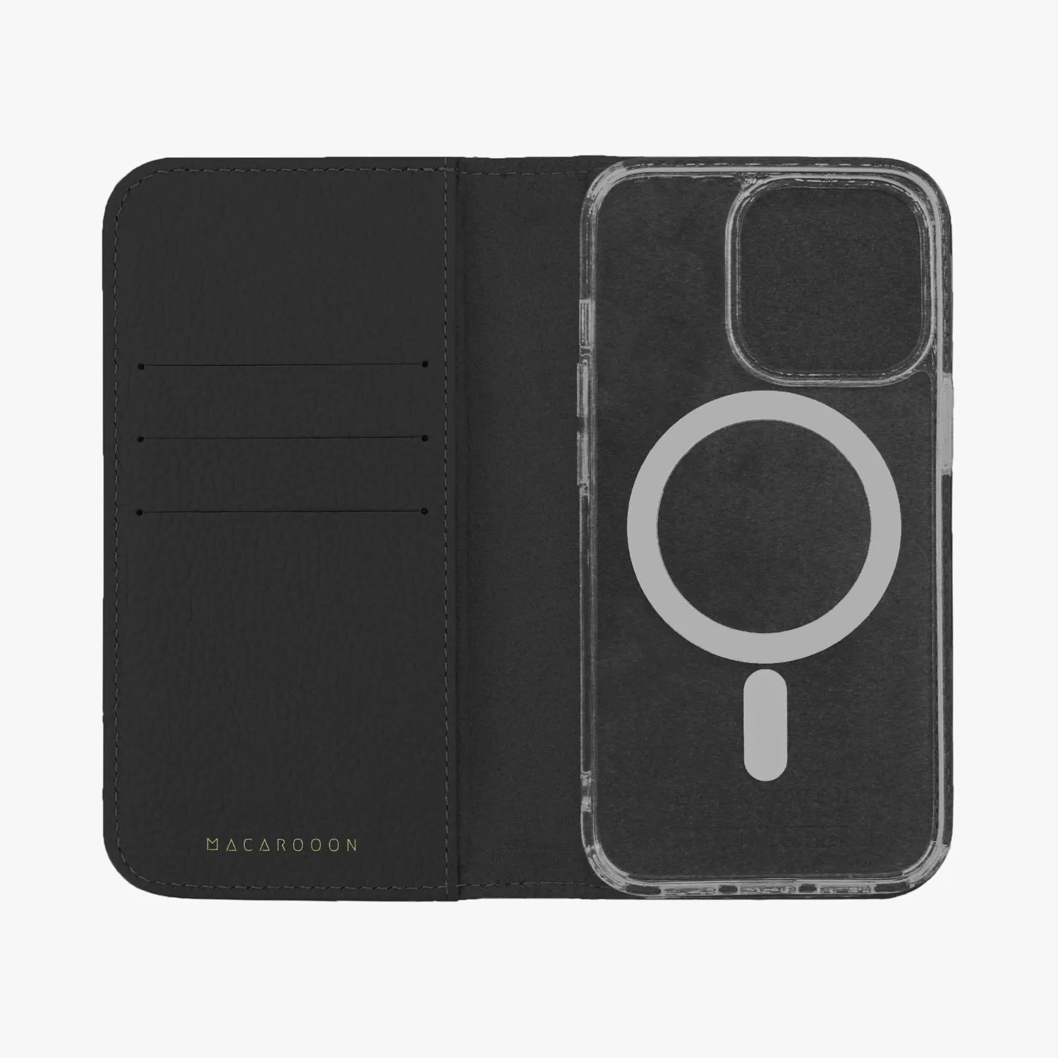 iPhone 12/12 Pro MagSafe Leather Flip Cover with Clear Case