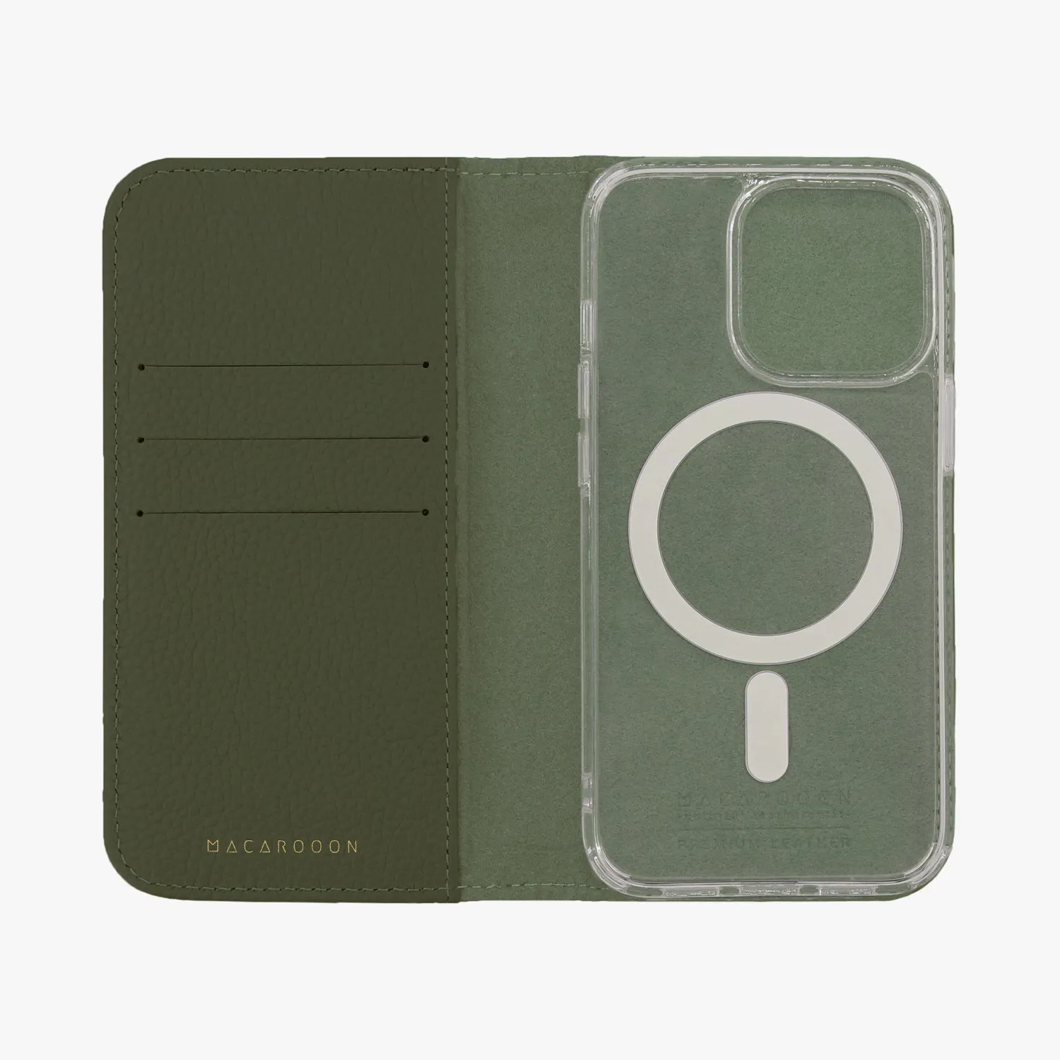 iPhone 12/12 Pro MagSafe Leather Flip Cover with Clear Case