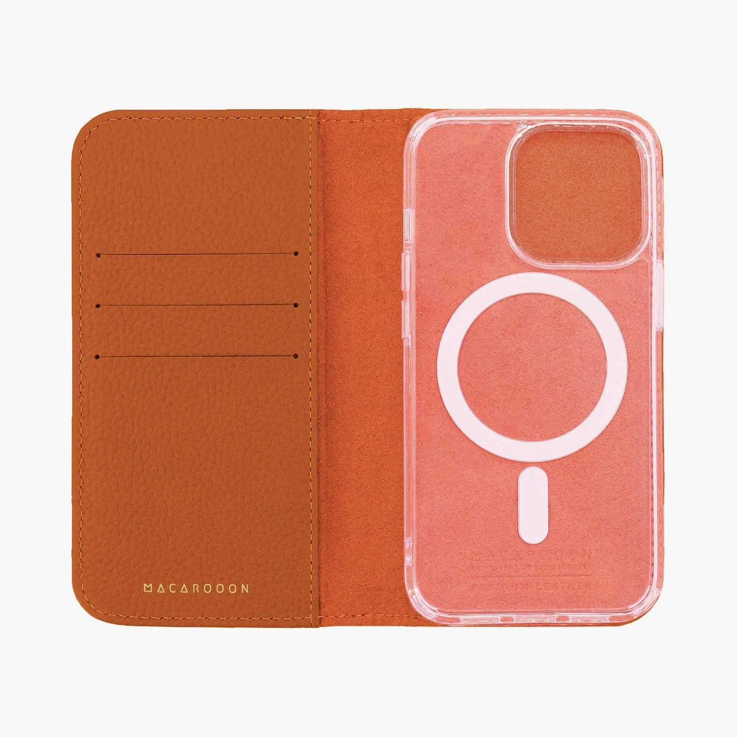 iPhone 12/12 Pro MagSafe Leather Flip Cover with Clear Case