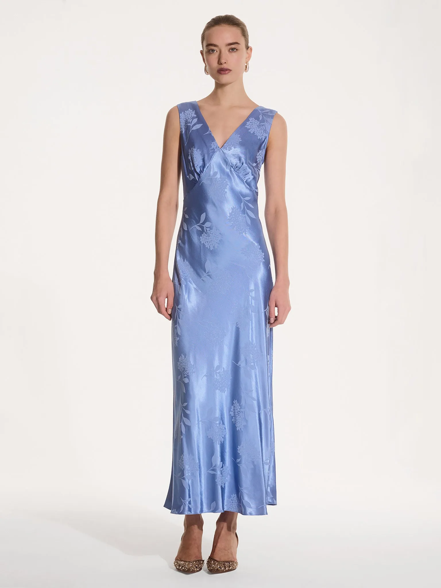 Iris Jacquard Dress in Blue