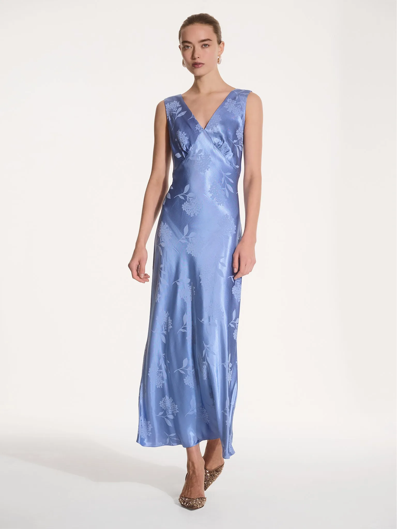 Iris Jacquard Dress in Blue