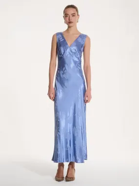 Iris Jacquard Dress in Blue