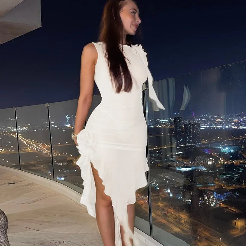 Irregular Mesh Mini Bodycon Dress