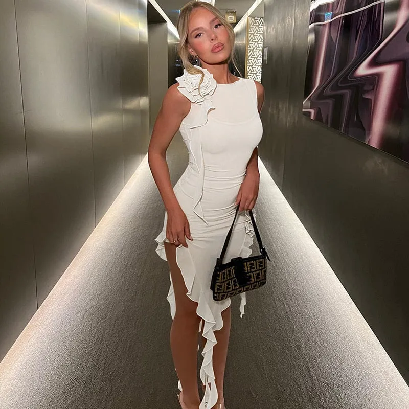 Irregular Mesh Mini Bodycon Dress