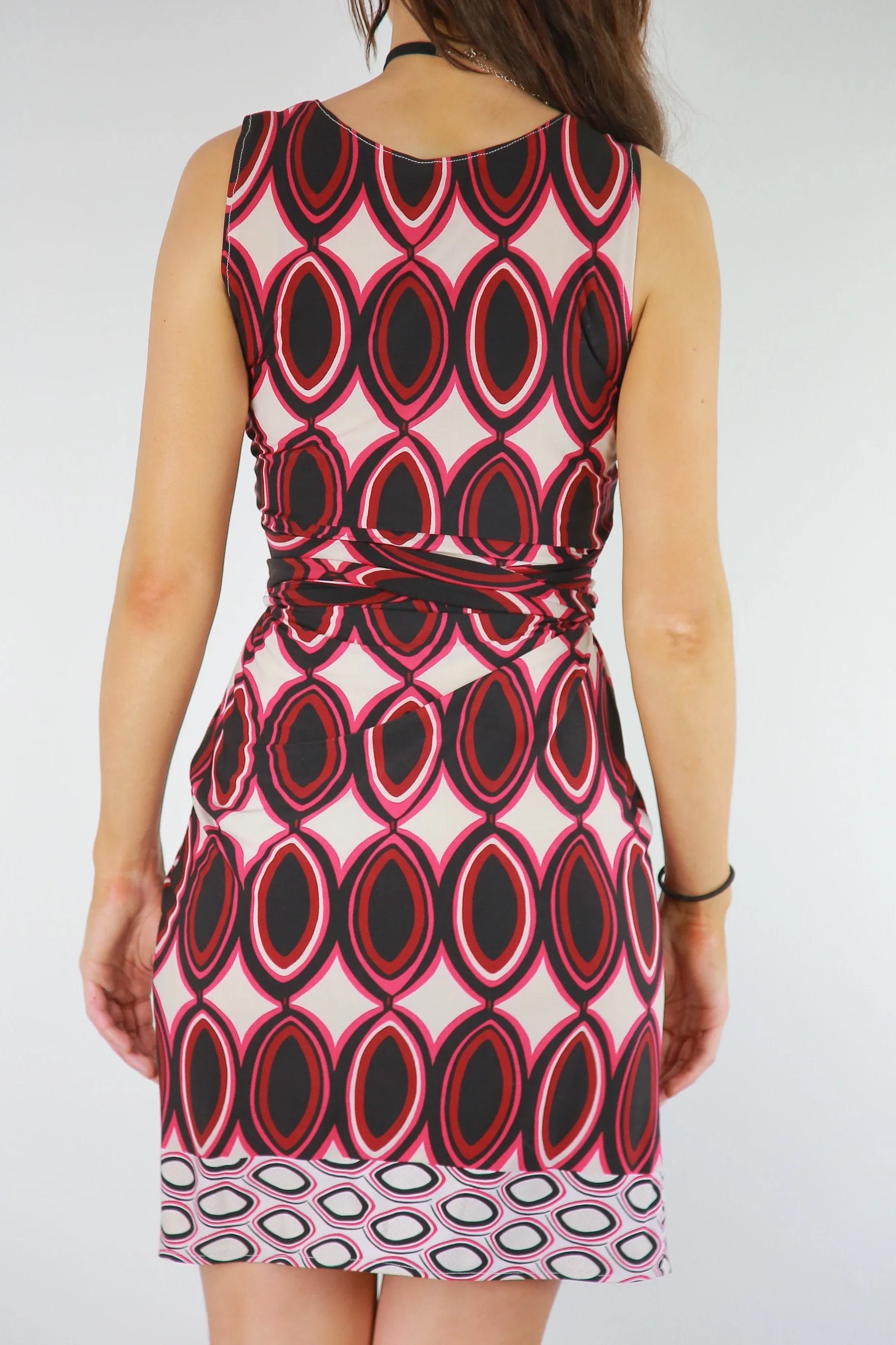 Island border print wrap dress