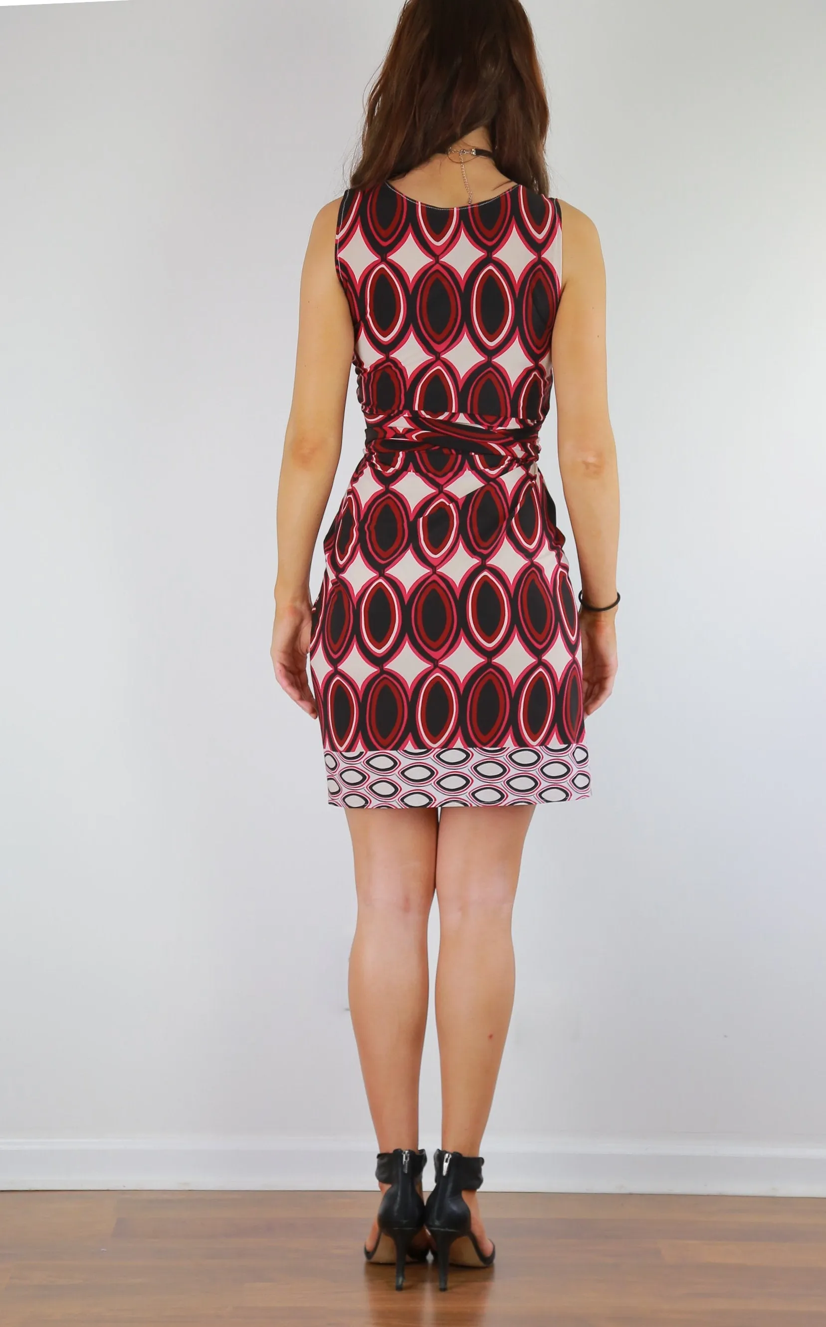 Island border print wrap dress