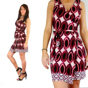 Island border print wrap dress