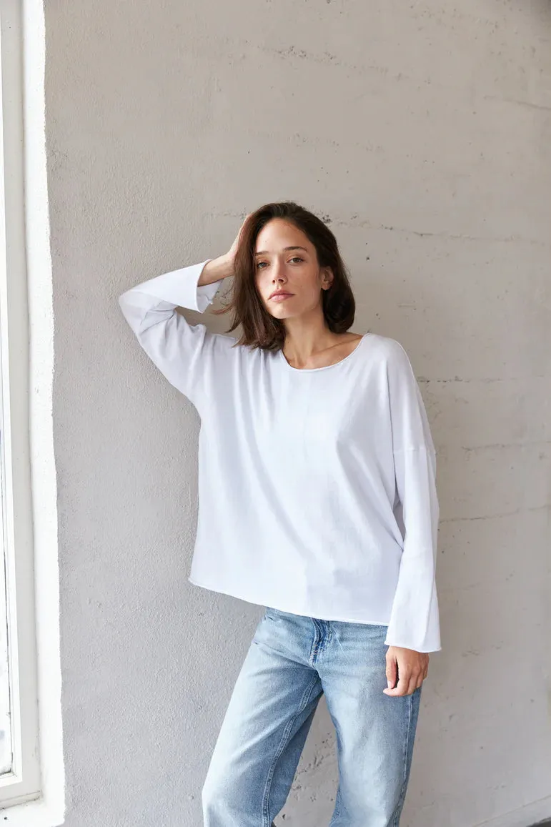 Itk3010 White Boxy Sweater
