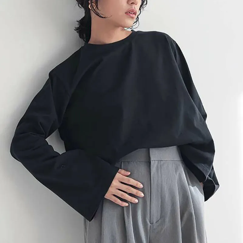 Ivyshape | Casual Solid Color Cotton Round Neck Base Layer Shirt