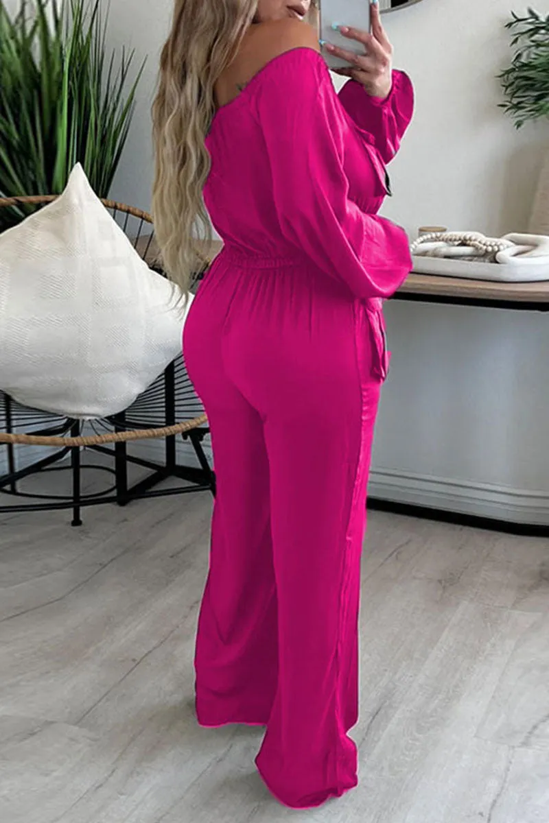JH604 Off-Shoulder Long Sleeve Jumpsuit